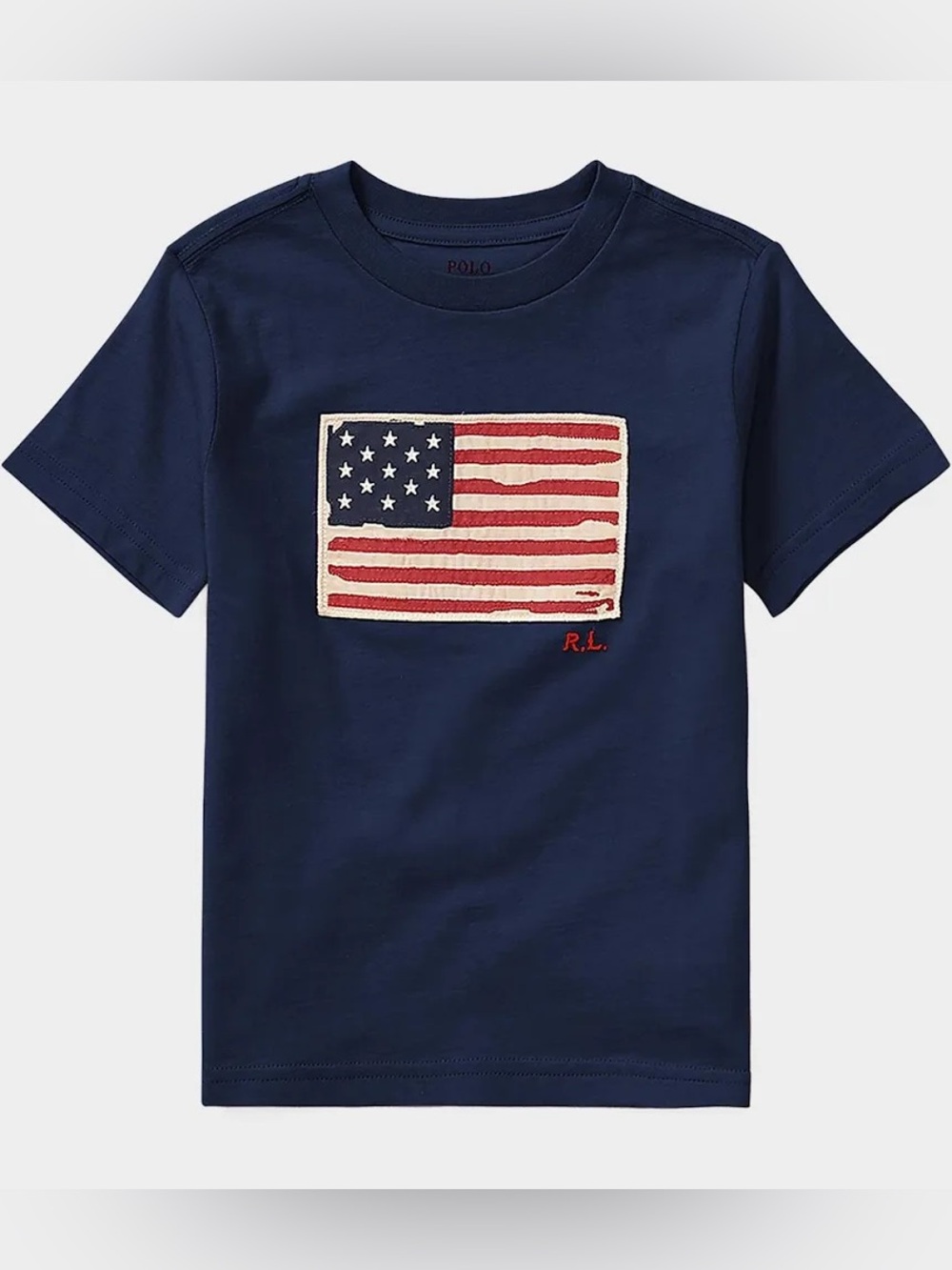 Polo by Ralph Lauren Navy Short Sleeve Tee with Flag Patch